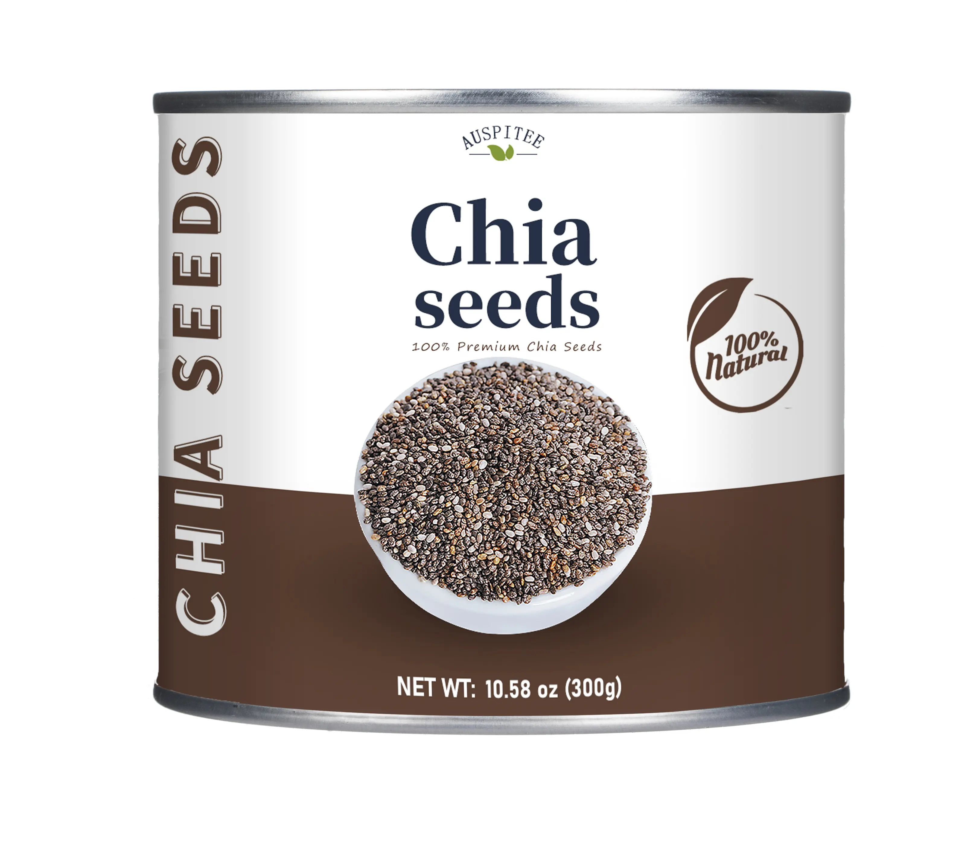 Chia Seeds, 10.58oz (300g), Chia Seeds,Additive Free, Fiber Source, For Making Beverages, Smoothies, Fitness Meals, Baked Goods, Reusable Sealed Cans, Gift