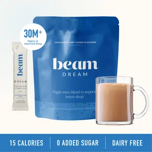 Beam Dream Viral Nighttime Hot Cocoa, 20 servings/bag, Chocolate Chip Cookie, 30M+ Nights of Improved Sleep with Melatonin, L-Theanine, & Magnesium, No Added Sugar