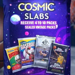Cosmic slab pack - sealed sports card packs 70s to 2000s 4 to 10 packs can be found hobby . Baseball, football, basketball, & hockey