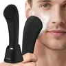 PRITECH Rechargeable Electric Silicone Facial Cleanser Brush with Charge Base - Heat-Assisted Absorption, Adjustable Vibration Modes for Deep Cleanse, Gentle Exfoliation, Pore Care, Acne Relief, Improved Blood Circulation (Fits All Skin Types)