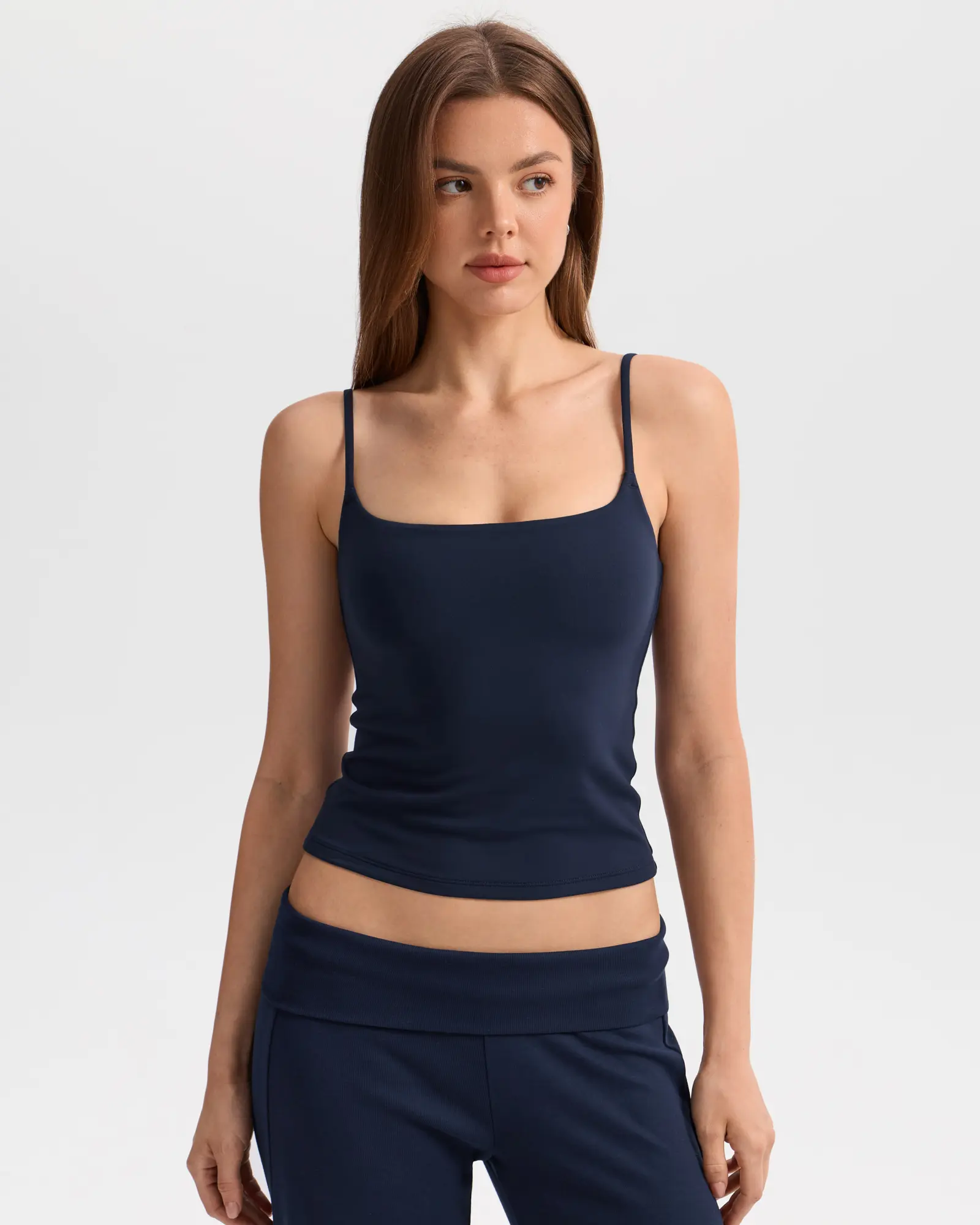 SOLBRACE Women's Spaghetti Straps Double Layer Crop Cami Tank Top, Buttery Soft High Stretch Fabric, Tight Fit, Daily Layering Essential