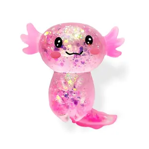 Axolotl Squishy Stress Relief Toy, Glitter Fidget Toys for Kids, Youth, Adults, Anxiety Relief, Party Favors, Unisex Art Toy