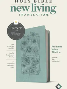 NLT Premium Value Thinline Bible, Filament Enabled (LeatherLike, Bouquet Teal)
