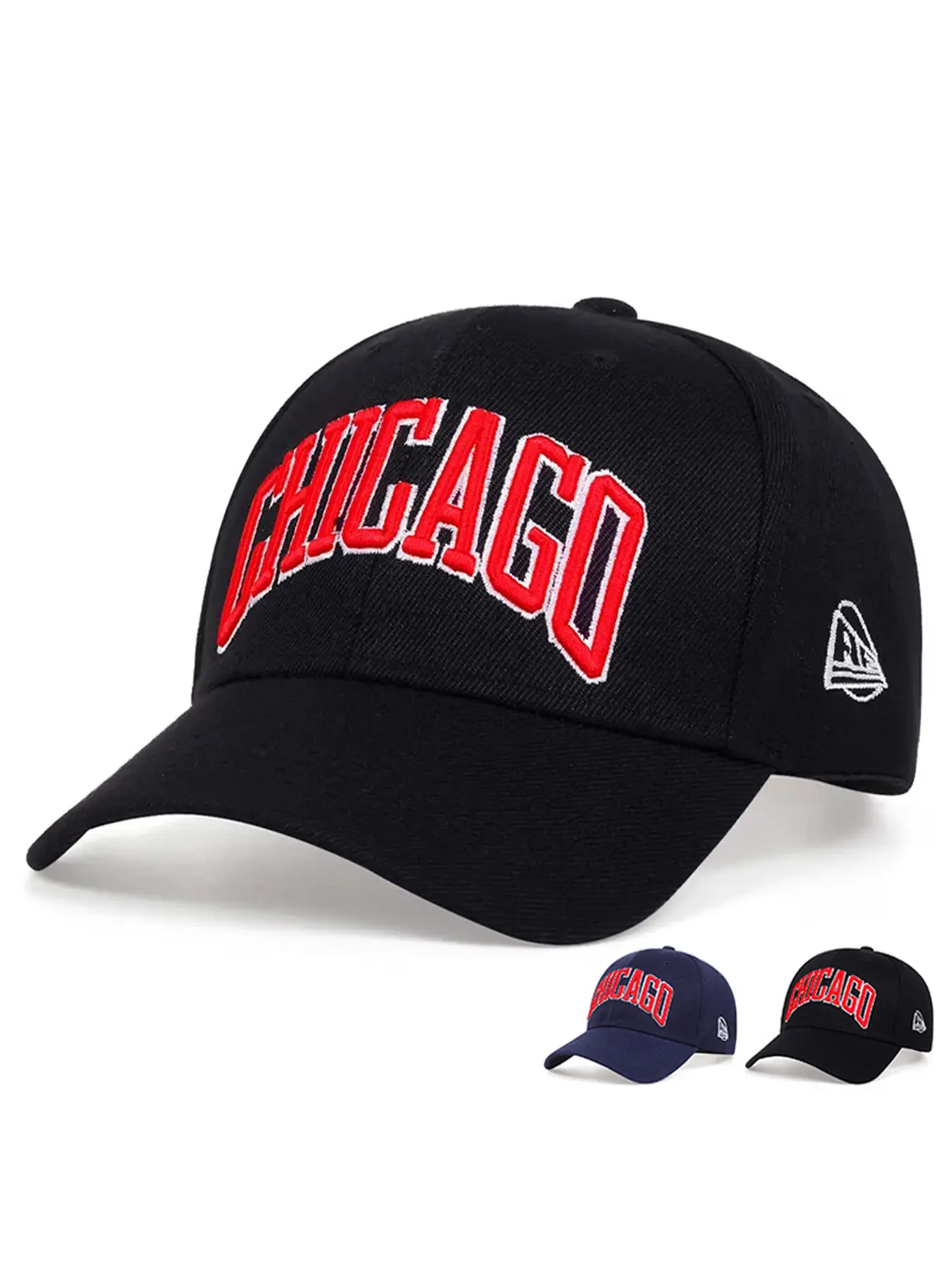 Unisex Chicago Baseball Hat Adjustable Snapback Cap Polyester Cap Sun Protection Casual Cap Quality Caps for Outdoor Sports Spring Fall Travel Beach Activities