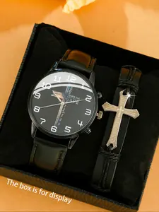 Men's Quartz Watch Set with Bracelet, Fashion Casual Style, Perfect Gift for Thanksgiving, Christmas, Halloween, Birthday