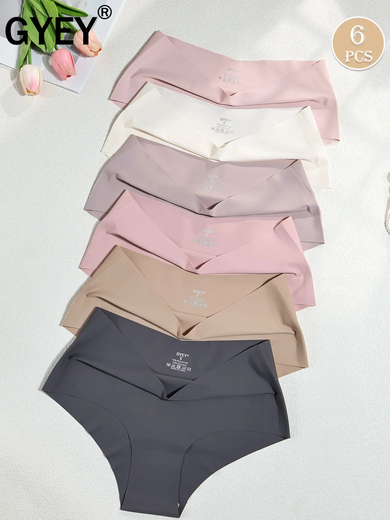 6-Pack Women's Seamless High-Waist Lingerie Underwear Panties, High Rise Panties, Quick-Dry Breathable Blend, Four-Way Stretch, Ideal for Yoga, Fitness, Dance