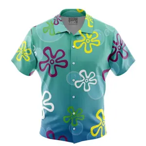 Bikini Bottom Pattern Spongebob Squarepants Hawaiian Shirt - Hawaiian shirt, Anime Hawaiian Shirt, Vintage Streetwear Hawaiian shirt, Casual Hawaiian shirt outfits, Unisex, Trendy Hawaiian shirt