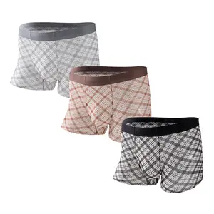 NEXFORMX Men’s Retro Plaid Cooling Boxer Trunks Subtle Shimmer Seamless Silky Smooth Lightly Scented Comfortable Summer Underwear