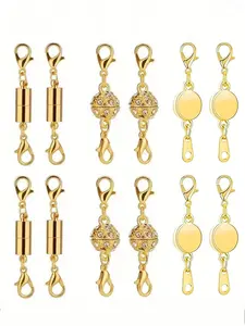 12 pcs Jewelry Accessories Necklace Buckle, Magnetic Style Bracelet Buckle, Diamond And Ball, Cylinder Combination Set, Bracelet Magnet Buckle, Versatile Daily, Simple, Can Be Used For Bracelet Buckle, Necklace Mouth, Clothing Decoration, DIY Jewelry