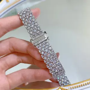 Valuable Moissanite Bangle Bracelet 100% Real 925 Sterling Silver Wedding Bracelets for Women Bridal Promise Party Jewelry Gift choucong