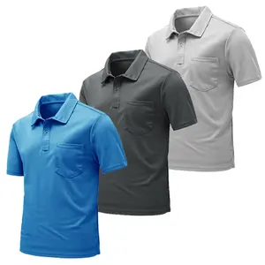TBMPOY 3 Pack Men's Polo Shirts Quick Dry Golf Polo with Pocket Lightweight Casual Everyday Shirts for Work Travel Old Money Style