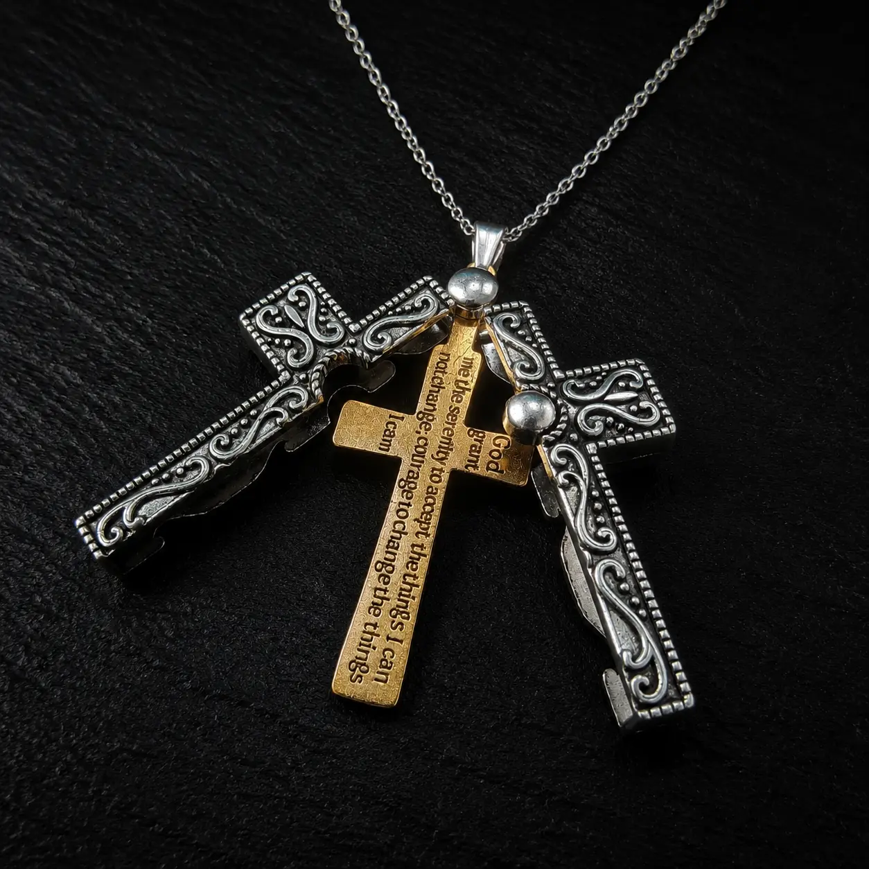 Elegant Openable Serenity Prayer Cross Pendant Necklace - Cross Chain Design, Hidden Prayer Christian Jewelry, Exquisite Jewelry Gift for Best Friend Daily Wear