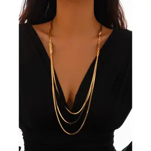 Women's Elegant Layered Chain Necklace 2026 New Fashion Exquisite Cuban Chain Jewelry Daily Clothing Decoration Perfect Full Match Birthday Gift for Party Daily Wear