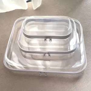 🫧 Clear Storage Bins with Zipper | Stackable PVC Organizer Cubes | Waterproof Dustproof Bags for Closet, Bathroom, Travel & Makeup | Dustproof Storage Box