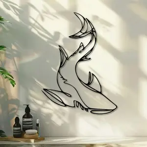 Shark Metal Wall Decor, Ocean Style Nautical Decoration, Creative Tropical Beach Home Accent, Unique Wall Art for Coastal Living Room