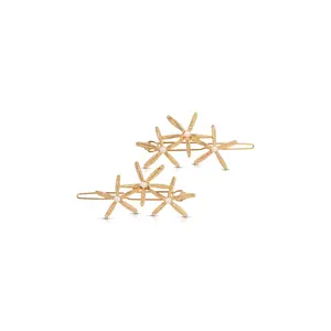 Ettika Starfish Cluster Barrette Set Gold Tone Steel Zinc Acrylic Pearl 2.6 x 1.2 x 0.4 Inches Hair Accessories for Elegant Styling
