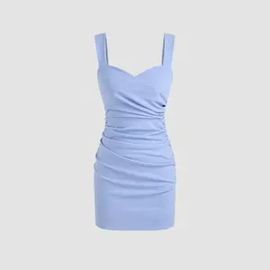 Cider [size 0-10] Square Neck Solid Ruched Mini Dress