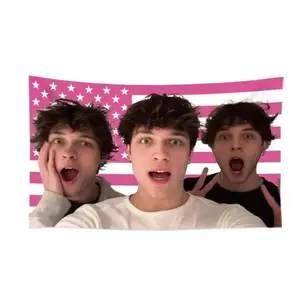 Generic Triplets Tapestry 3X5Ft Sturniolo Funny Flag With 4 Brass Grommets,For Gifts Souvenirs Bedroom College Dorm Room Concert Bar Decorations Cotton Decorative