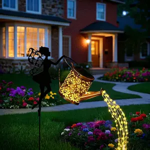 Solar Watering Can Lights Garden Decor Solar Fairy Watering Lantern LED Solar Fairy Outdoor String Lights Star Shower Garden Light for Patio Path Tree Lawn