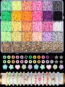 4600pcs Soft Clay Beads Bracelet Making Kit, Friendship Bracelet Set, Flat Beads for Jewelry DIY, Necklace Handmade Gift