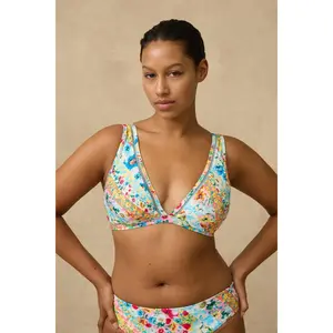 Monte & Lou Golden Hour Doris D/DD Longline Tri Bikini Top