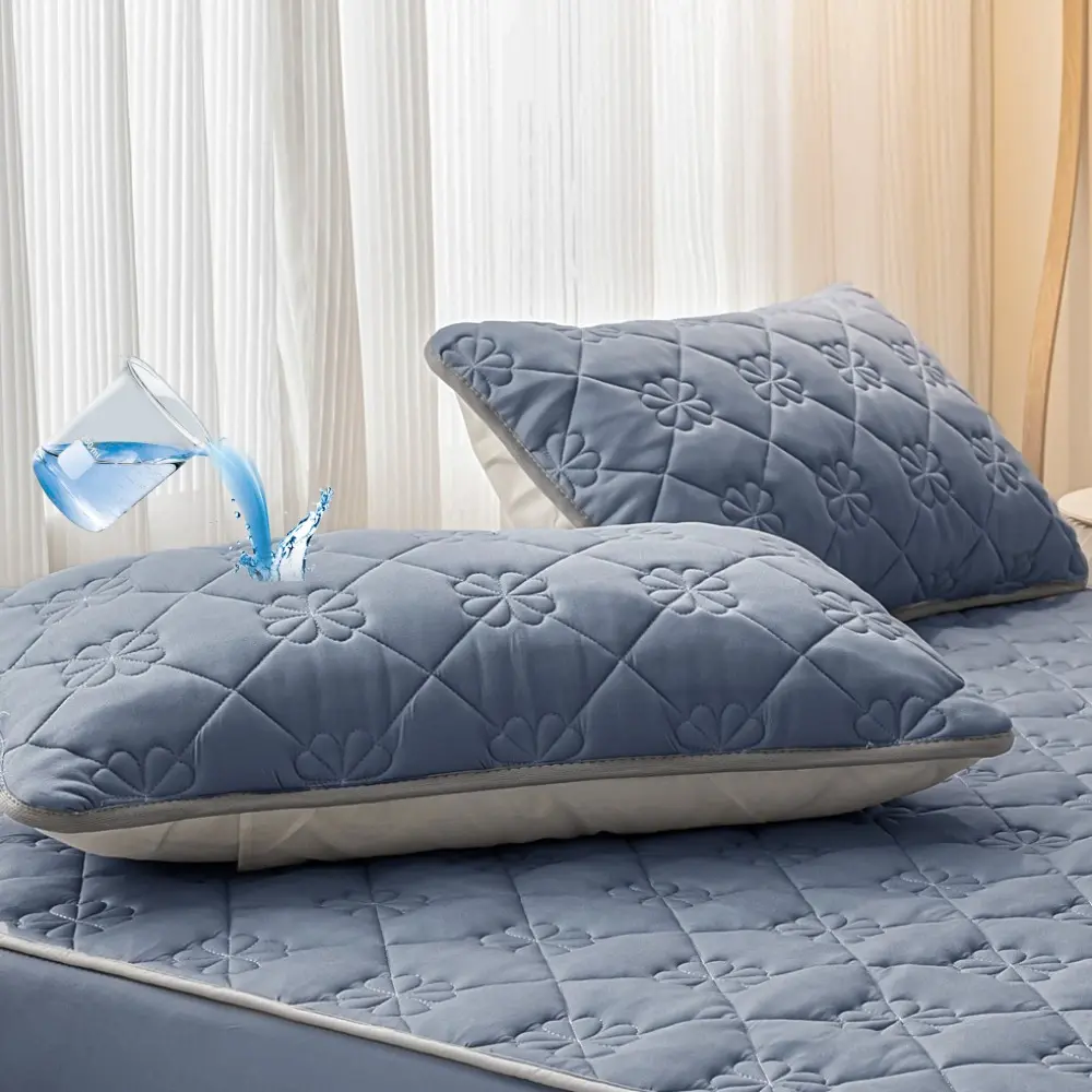 Waterproof and sweat-proof pillowcases 2 pcs, silent and machine washable, thickened and skin-friendly hotel home pillowcases, no pillow core decorative bedroom room pillowcases optional Soft Breathable Sheet Reversible Microfiber Bedding