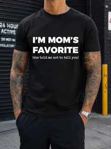 Im Moms Favorite She Told Me Not To Tell You Funny Graphic Tee Vintage Washed Cotton T Shirt For Men Women Family Humor Streetwear Tee