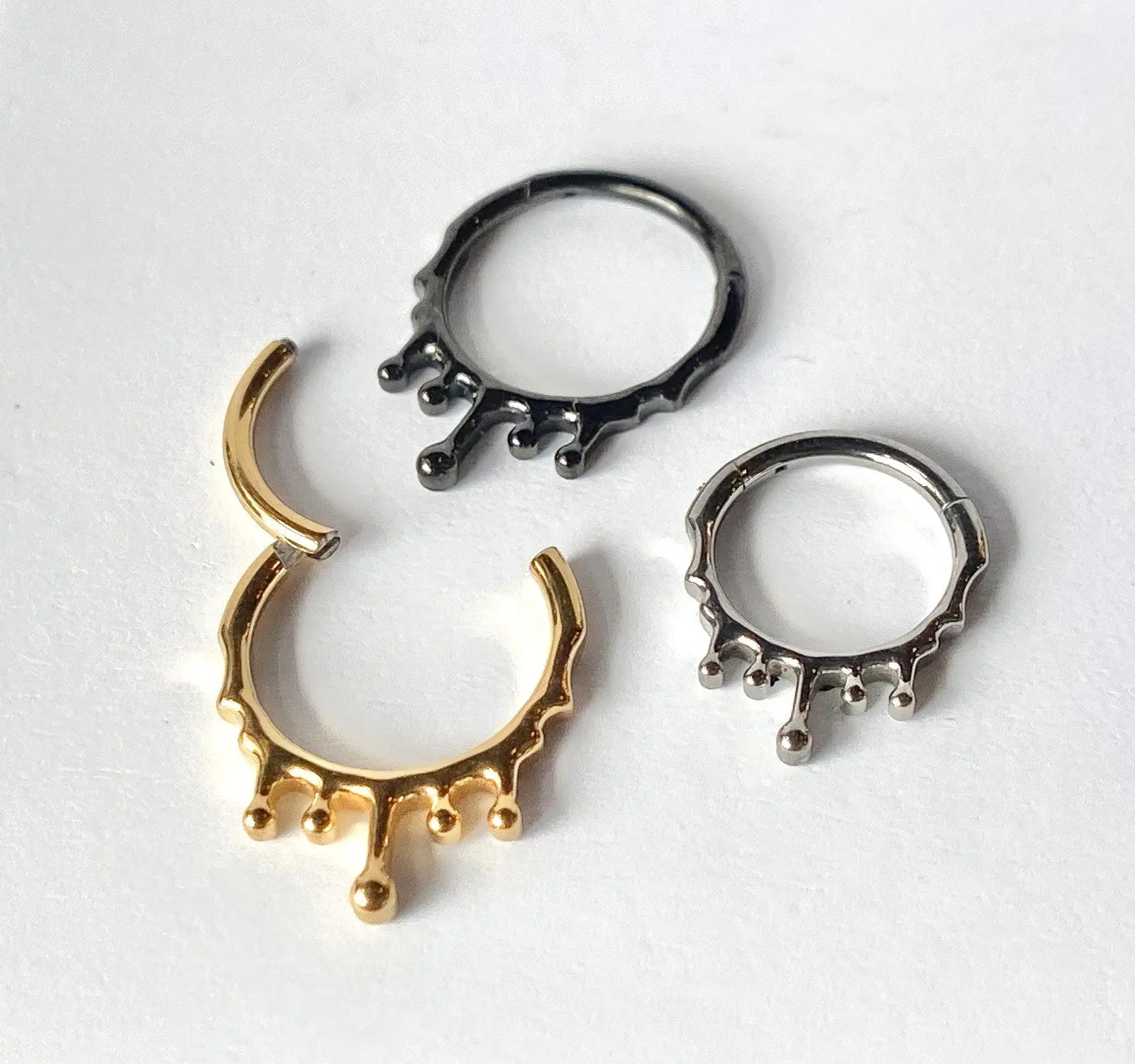 1pc Dripping Style Hinged Segment Ring Septum Clicker Hoop 316L Surgical Steel