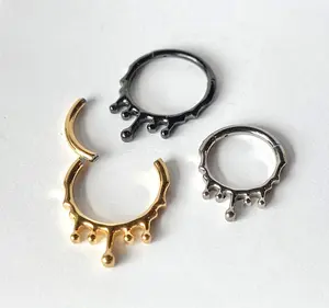1pc Dripping Style Hinged Segment Ring Septum Clicker Hoop 316L Surgical Steel