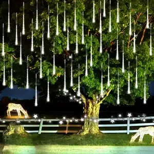 Solar Shower Curtain Light String, 192 Lights, 8 Strings, 24 Lights Per String, Ideal for Patios, Umbrellas, Eaves, Gardens, Trees, Tents, Valentine's Day Decor