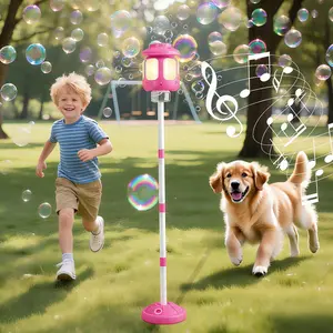 Bubble Machine, Bubble Blower Maker with Lights and Music Automatic Bubble Stand Machine for Parties Birthday Wedding Toddlers Kid Summer Outdoor Toys