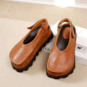 Spring 2025 Women's Premium Comfort Shoes - Peep-Toe Cloud Cushioning with Hidden Wedge Lift, Breathable Microfiber Upper & EVA Insole, Adjustable Hook-and-Loop Closure, Round Toe & Rubber Sole for Casual or Elegant Occasions, Comfy Shoes, Footwear Girl