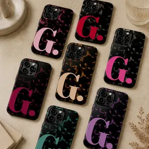 Tortoise Shell Custom Initials Dual Layer Smartphone Case - Wireless Cellphone Casing, Protector, Cute Fashion Phone Accessory, Perfect Gift for Her/Him, Compatible with iPhone,For  iPhone 17 16 15 14 13 12 11 Pro ProMax Plus  Air series