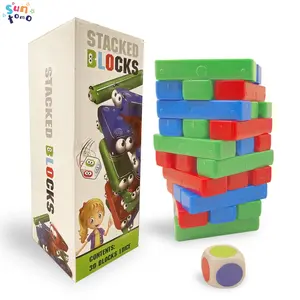 Stacking Board Tabletop Game, Colorful Stacking Game, 30 PCS Flipping Tower with Dice, Colorful Stacking Blocks Party Game, Children's Educational Tabletop Stacking Blocks, Boys Girls Adult Stacking Gift Set