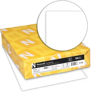 Neenah Index Cardstock, 8.5" x 11", 90 lb./163 gsm, White, 300 Sheets, Lightweight, 94 Brightness - EXTRA SHEETS, MORE VALUE! (91437)