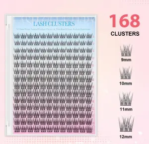 Natural Lash Extension Kit 168Pcs Wispy EyelashExtensions Kit Individual Lashes Extensions withLash Bond & Seal & Tweezers for Beginners cluster applicator makeup cosmetic cosmetic Gentle eyelashes & adhesives 0.05mm cluster kit