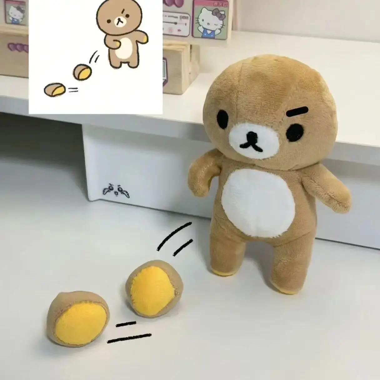 Cute Soft Plush Doll Stuffed Bear Toy Detachable Ears Cute Kawaii Japanese Style Home Decoration Birthday Gift For Female