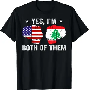 100%cotton Yes I'm Both Of Them Half American Half Lebanese T-Shirt Menswear Top
