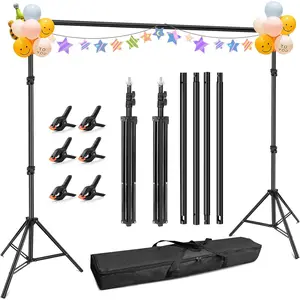 Photo Backdrop Stand, 10x7 ft Background Stand for Photoshoot, Adjustable Backdrops Support kit with Carry Bag for Parties, Photography, Projector Screen, Wedding, Decoration, Balloons