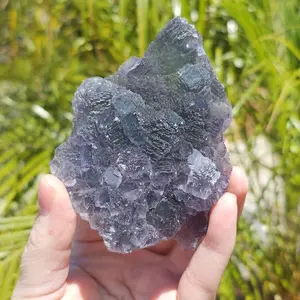 Blue Green and Purple Stepped Fluorite Crystal