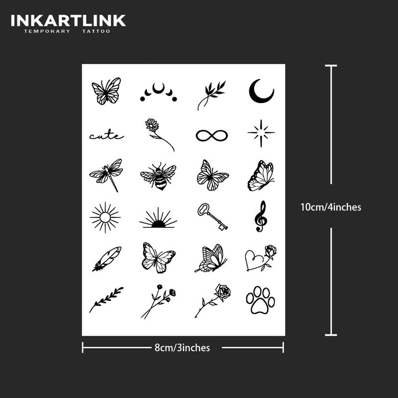 INKARTLINK Tattoo Tech, 2 Sheets Semi-Permanent Temporary Tattoos, Star And Butterfly, Adult Art Design,Lasts 1-2 Weeks, Waterproof, Realistic Look, No Adhesive, No Reflection,For Man And Woman,Ideal for Swimming, Party