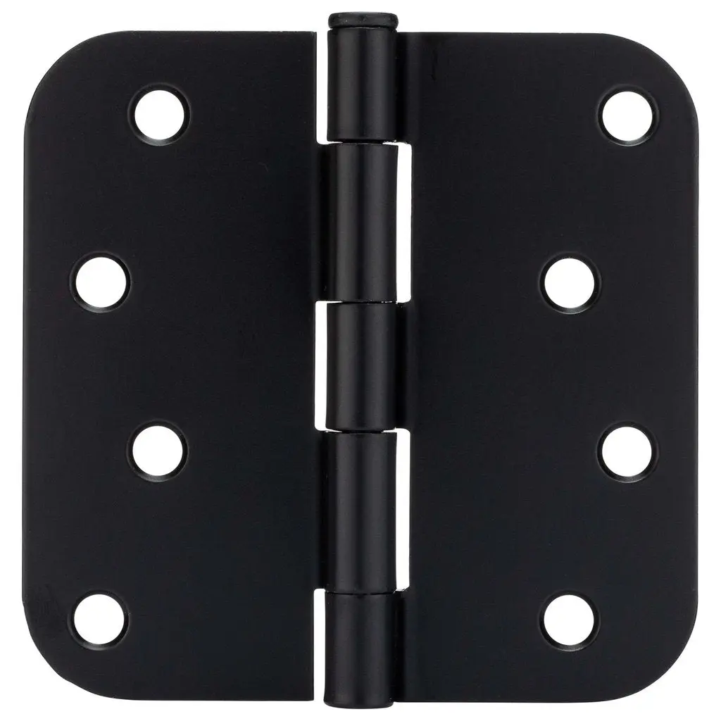 Door Hinge, Matte Black 4" with 5/8" Radius Corners