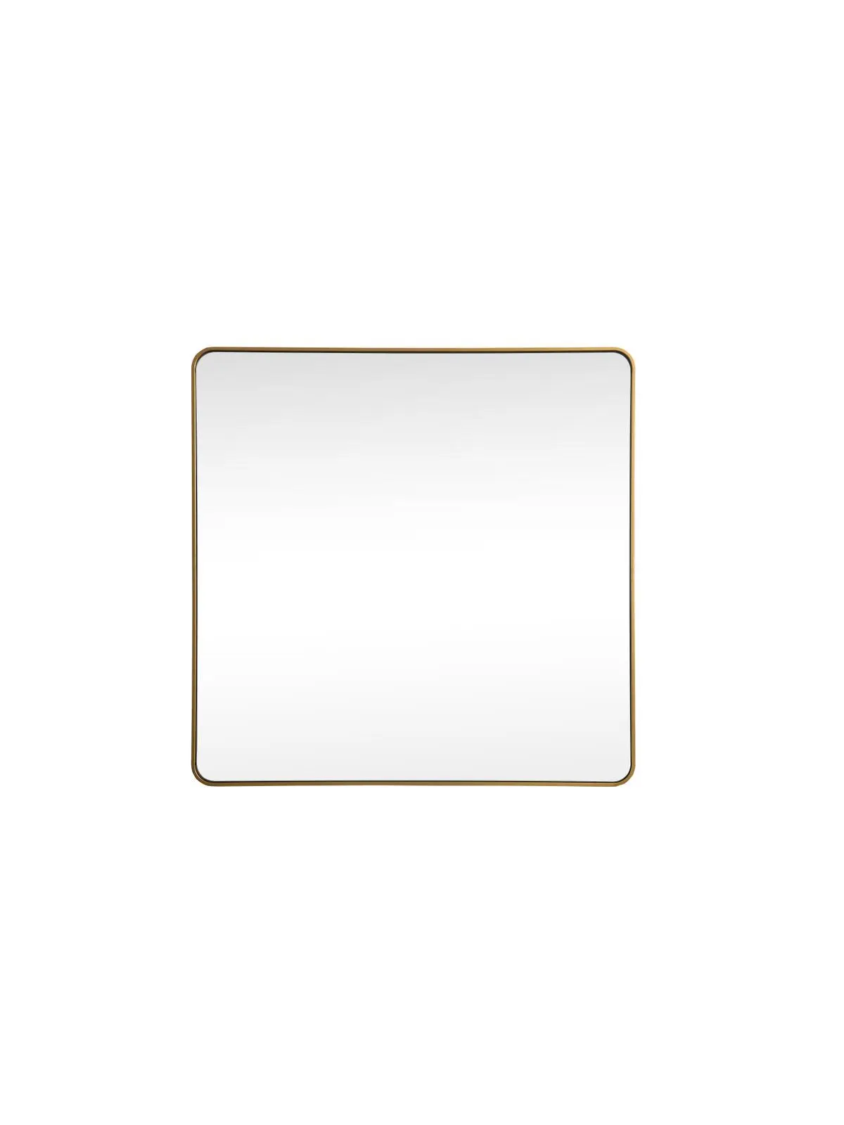 42x42 in. Elegant Minimalist Soft Corner Iron Square Mirror, Brass Frame, MDF Backing for Home Decor