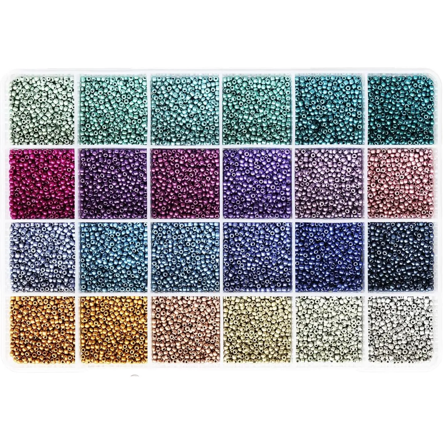 Size 2mm 11/0 Seed Beads About 15600 count, Making Earring,Bracelet and  (650Pcs/Color, 24 Colors)