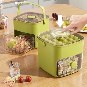 Press-type Ice Bucket Set, 1 Set 48-grid Ice Cube Tray with Lid & Storage Box & Ice Tongs, Bar Utensils for Whiskey, Cocktail, Coffee & DIY