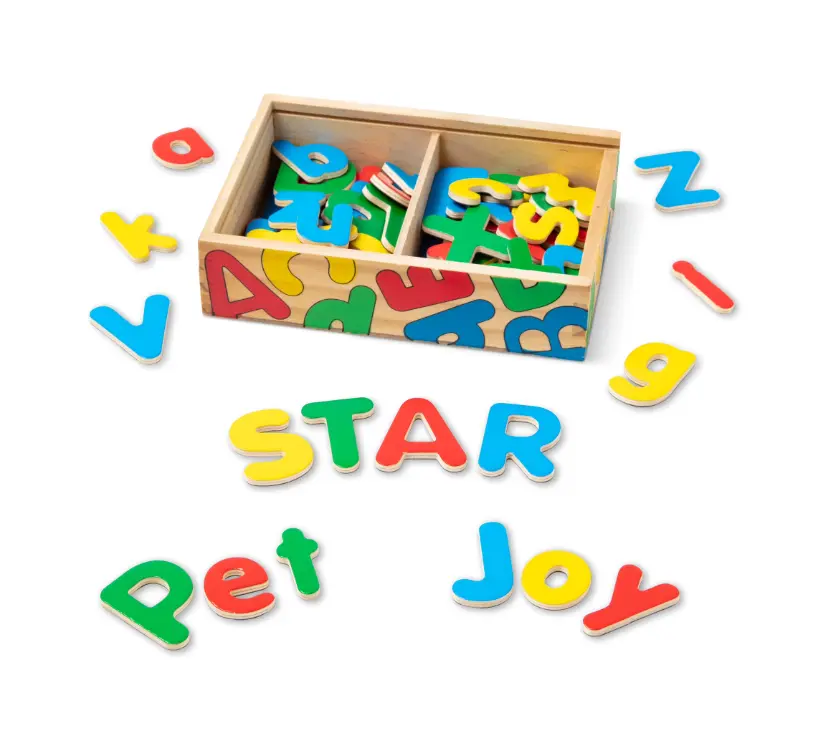 Melissa & Doug 52 Wooden Alphabet Magnets in a Box - Uppercase and Lowercase Letters - FSC Certified