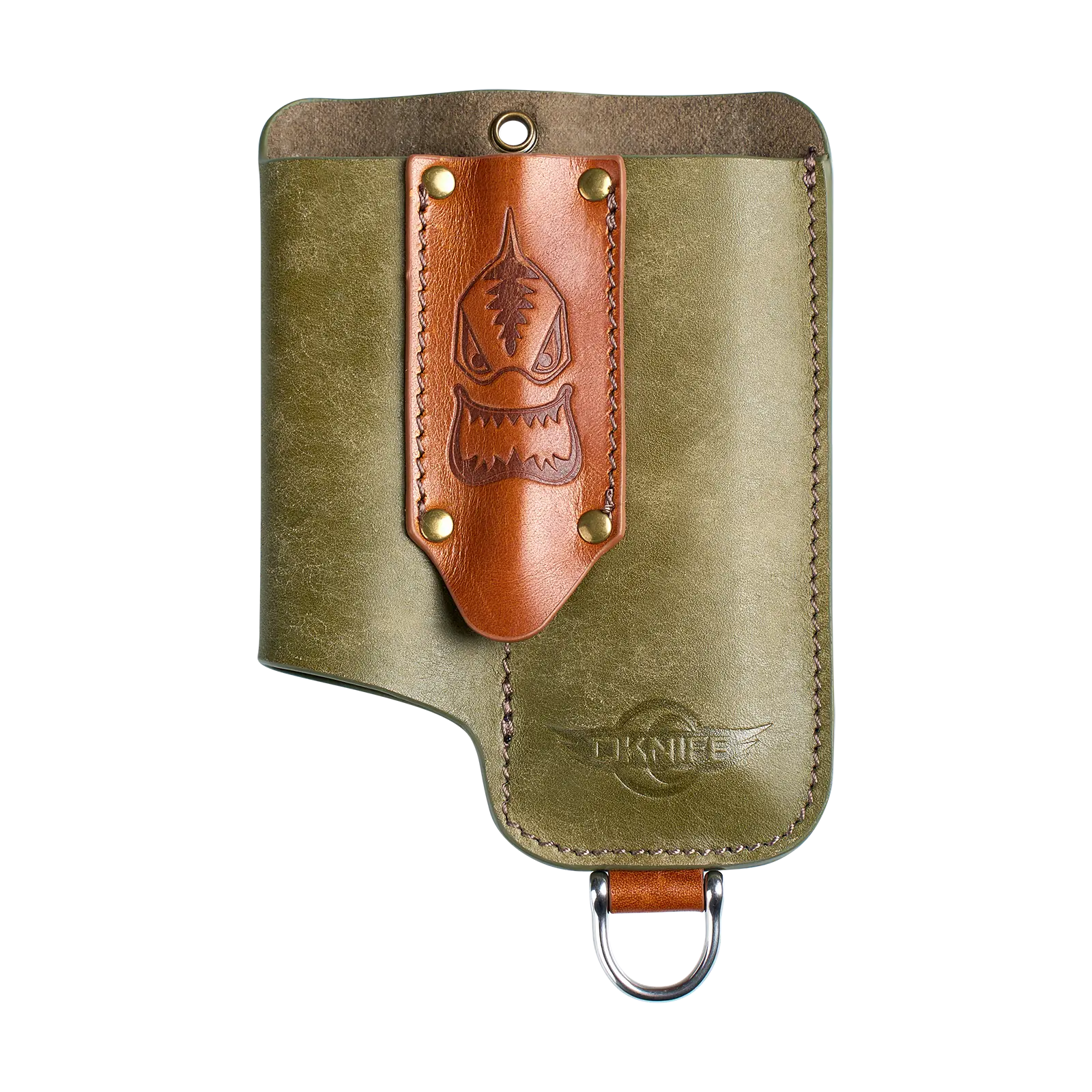 OKNIFE Osheath S1 3-in-1 Brass Leather Tactical Tool Sheath - Tactical Equipment, Men's EDC Accessory, Belt Organizer with Horseshoe Buckle Keychain (70.8g), Fits Flat Flashlight, Pocket Knife, Mini Pen,summerfinds