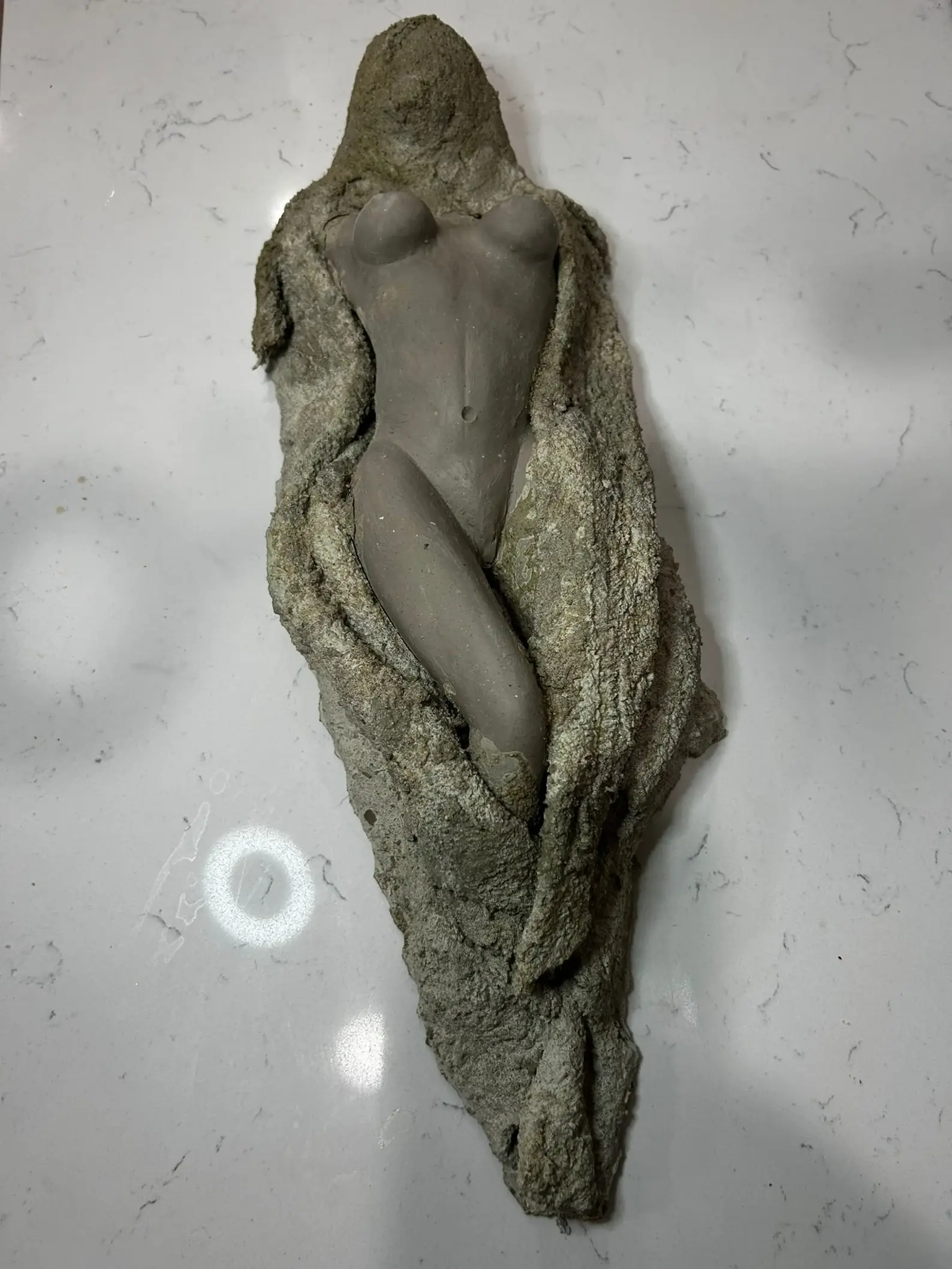 Laying Woman in Covers Sculpture in Clay and Cement mix - Original Piece 1/1