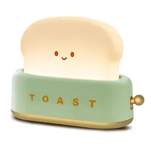 Led Cute Toaster Lamp,Toast Bread Night Light, Super Squishy Silicone USB Rechargeable and Portable Light with Timer, Xmas Ideal Gifts for Baby Kids Girls Teens