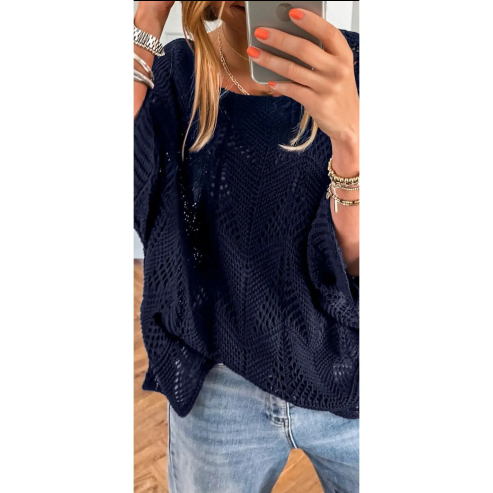 Never Blue Crochet Sweater